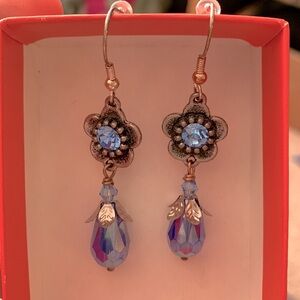 Blue Flower Dangle Earrings